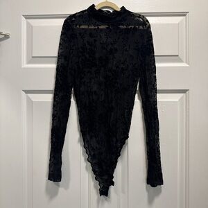 SHEIN Black Floral Lace Bodysuit